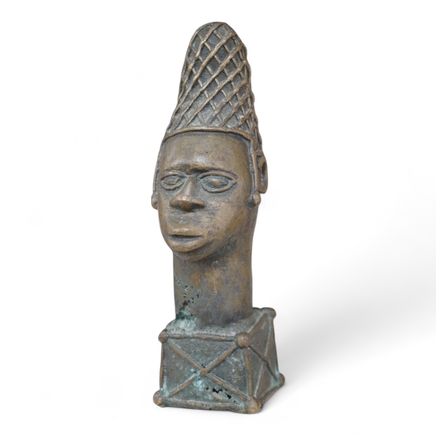 A Benin style bronze bust, 24cm